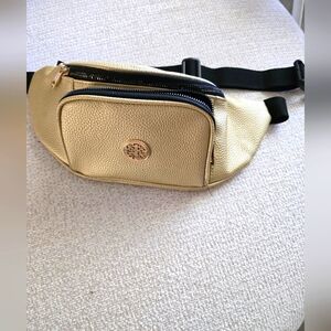 Gold Belt Bag with Black Strap